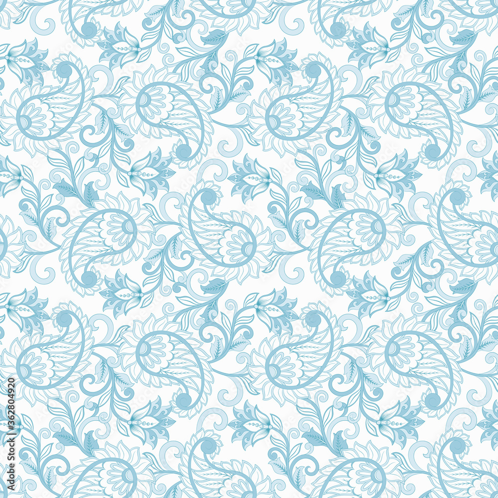 Traditional seamless paisley pattern. Indian floral ornament.