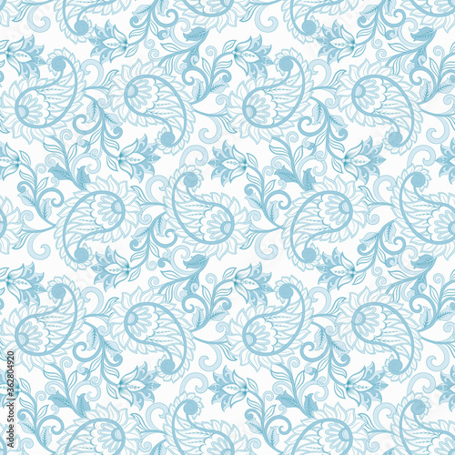 Traditional seamless paisley pattern. Indian floral ornament.