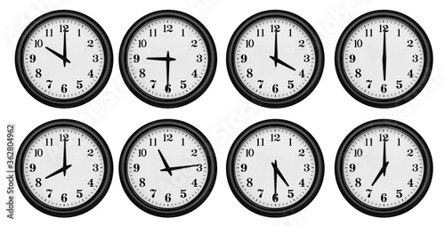 Set of watches, Clock isolated on white background. 3d illustration