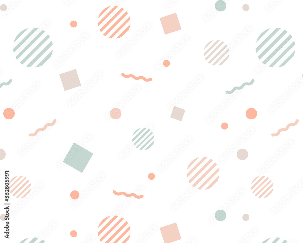 幾何学模様のカラフルなパターン 円 四角 線 Pop Stock Illustration Adobe Stock