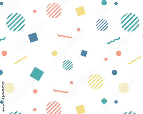 幾何学模様のカラフルなパターン／円／四角／線／POP