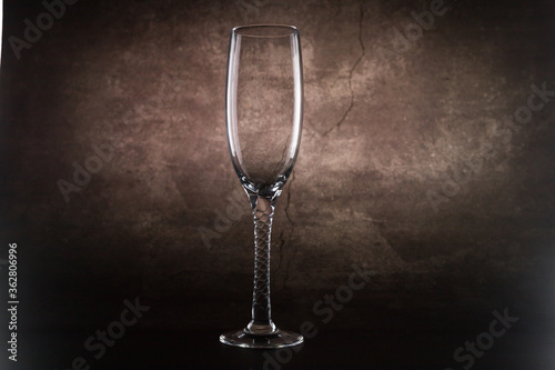 champagne glass on black