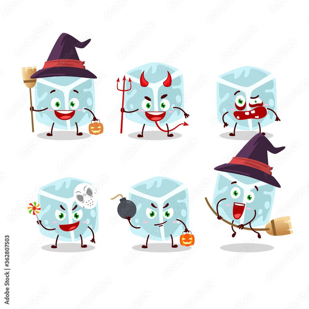 Halloween expression emoticons with cartoon character of ice tube Halloween expression emoticons with cartoon character of ice tube