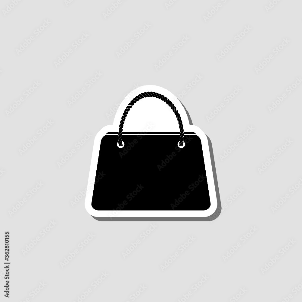 Woman bag sticker icon isolated on gray background Woman bag sticker icon isolated on gray background