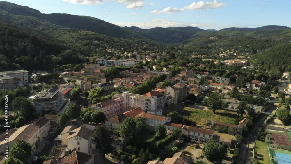 Lamalou-les-Bains aerial lateral travelling, Hérault, France Lamalou-les-Bains aerial lateral travelling, Hérault, France