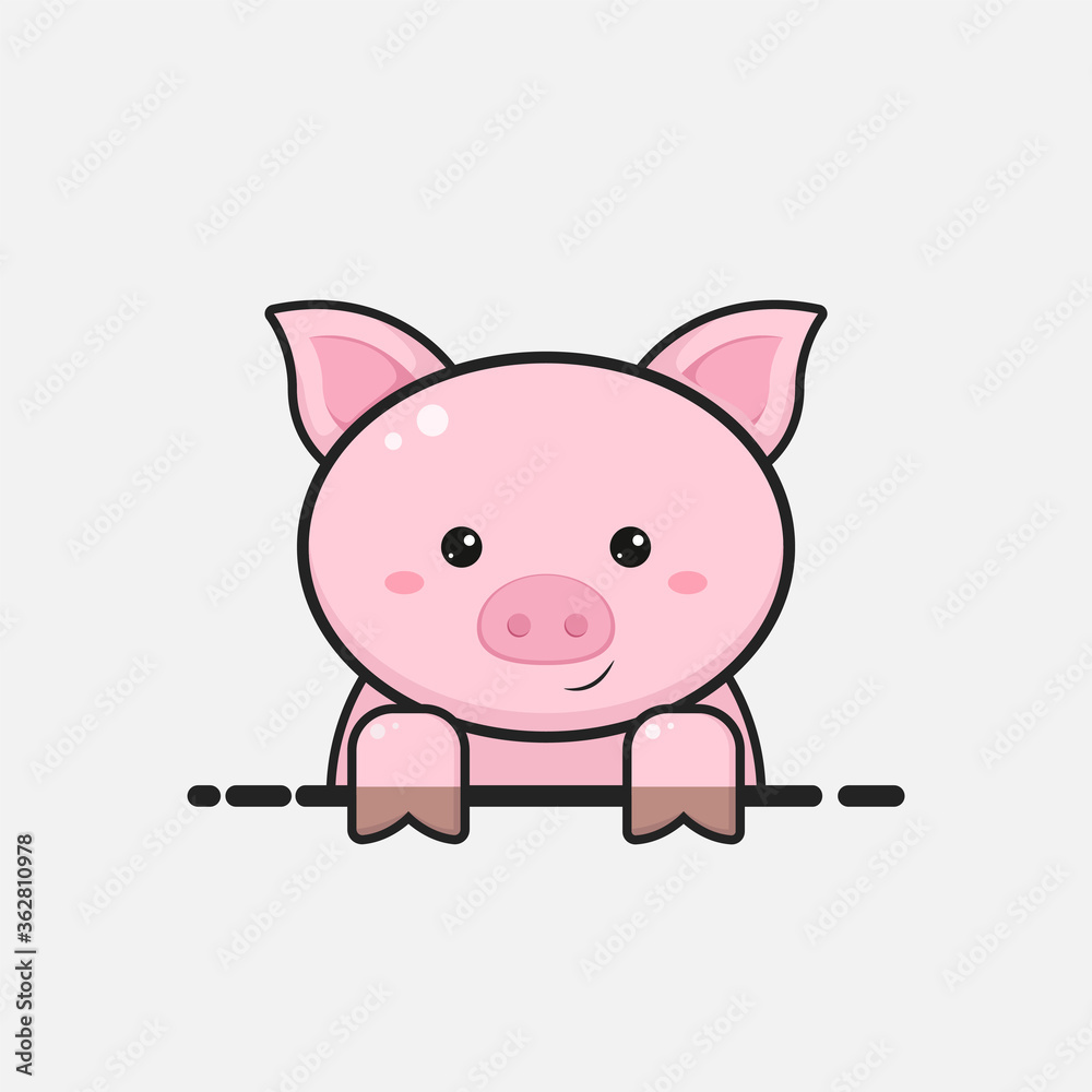 Cute pig head in profile is isolated against a white background. Vector stock illustrations for decoration and design, cards, posters, fabrics, for children and more. Cute pig head in profile is isolated against a white background. Vector stock illustrations for decoration and design, cards, posters, fabrics, for children and more.