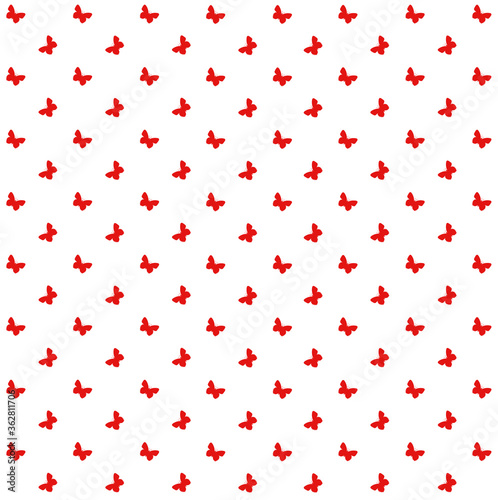 Set of silhouettes of red butterflies.