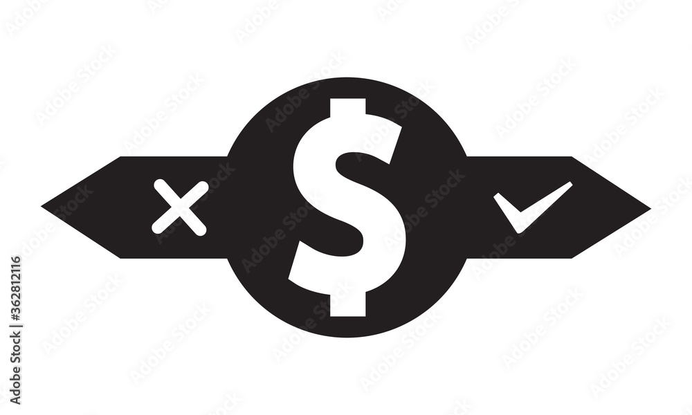 Money decision icon. vector graphics Money decision icon. vector graphics