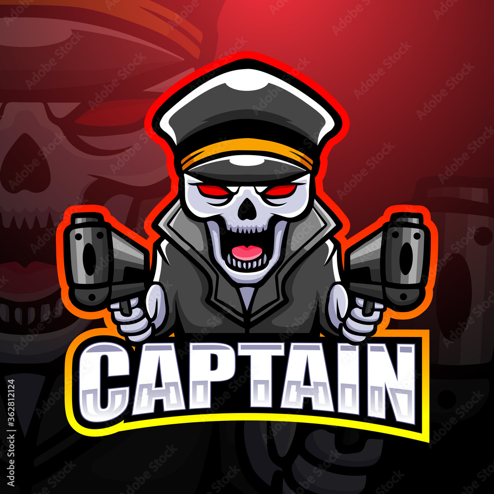 Captain skull mascot esport logo design