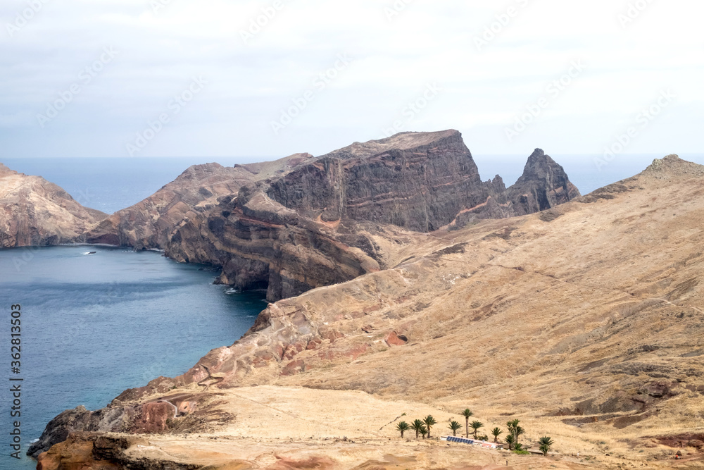 The magnificent dramatic landscape with the red desert dunes on the Ponta de São Lourenço (Saint Lourence cape) on Madeira island