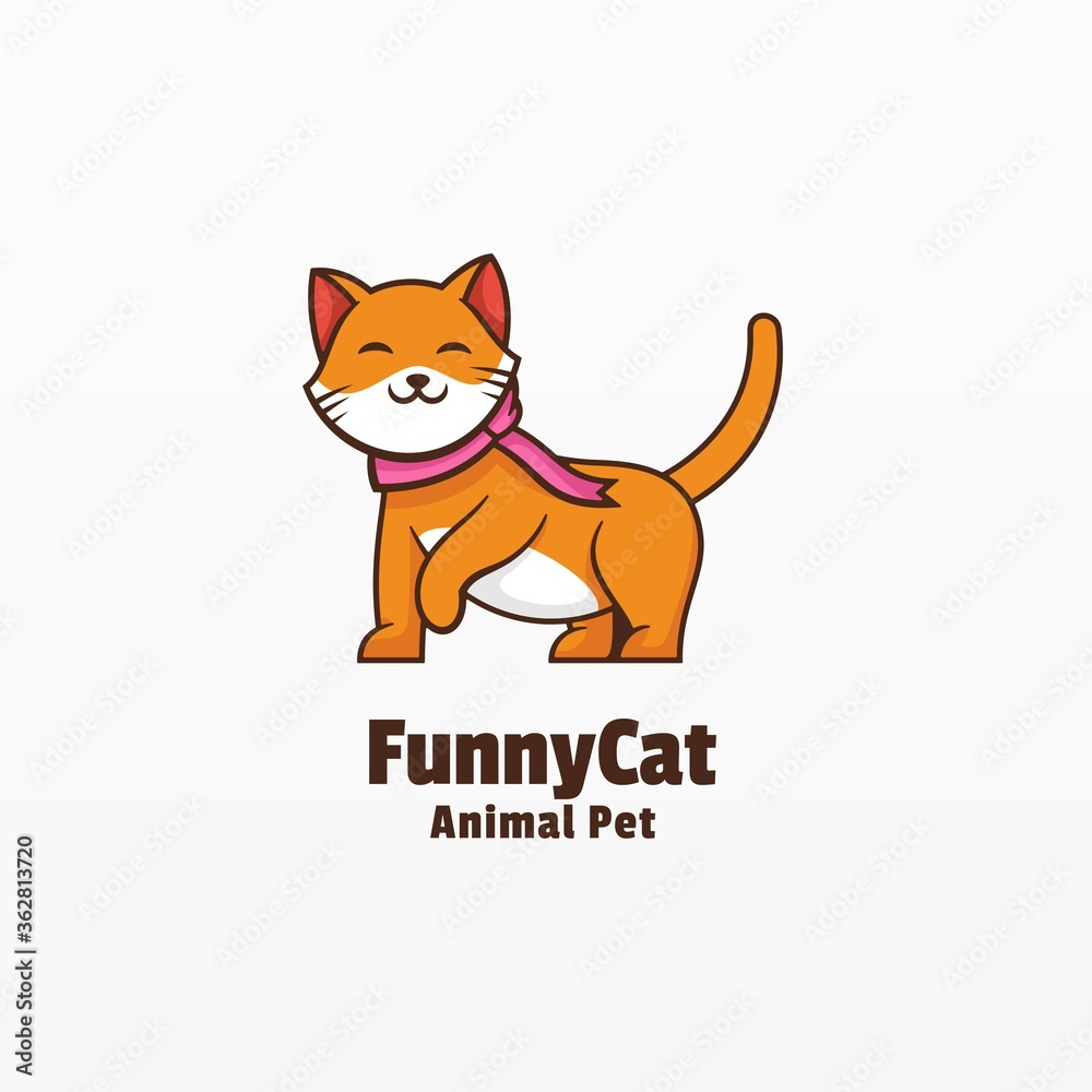 Vector Logo Illustration Funny Cat Simple Mascot Style. Vector Logo Illustration Funny Cat Simple Mascot Style.