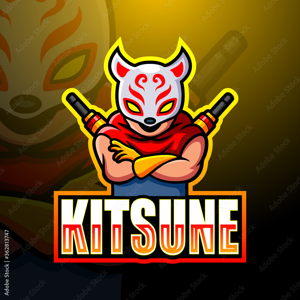 Kitsune ninja mascot esport logo design Kitsune ninja mascot esport logo design