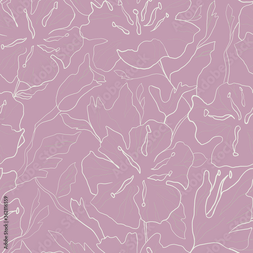 Beautiful seamless floral pattern on a soft purple background.Fabric , textile design. photo