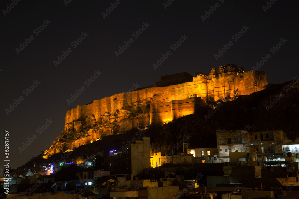 Jodhpur, Rajasthan, India – December 26, 2014 : An illuminated v