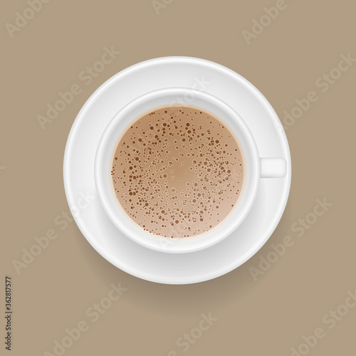 Vector illustration. A cup of coffee. Top view.