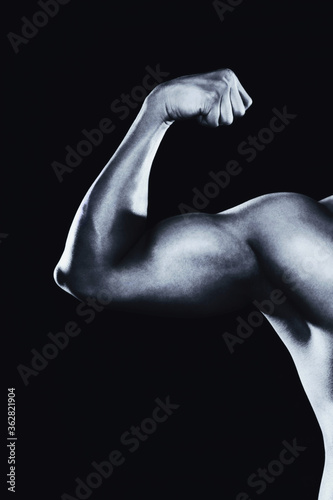 Man flexing muscle