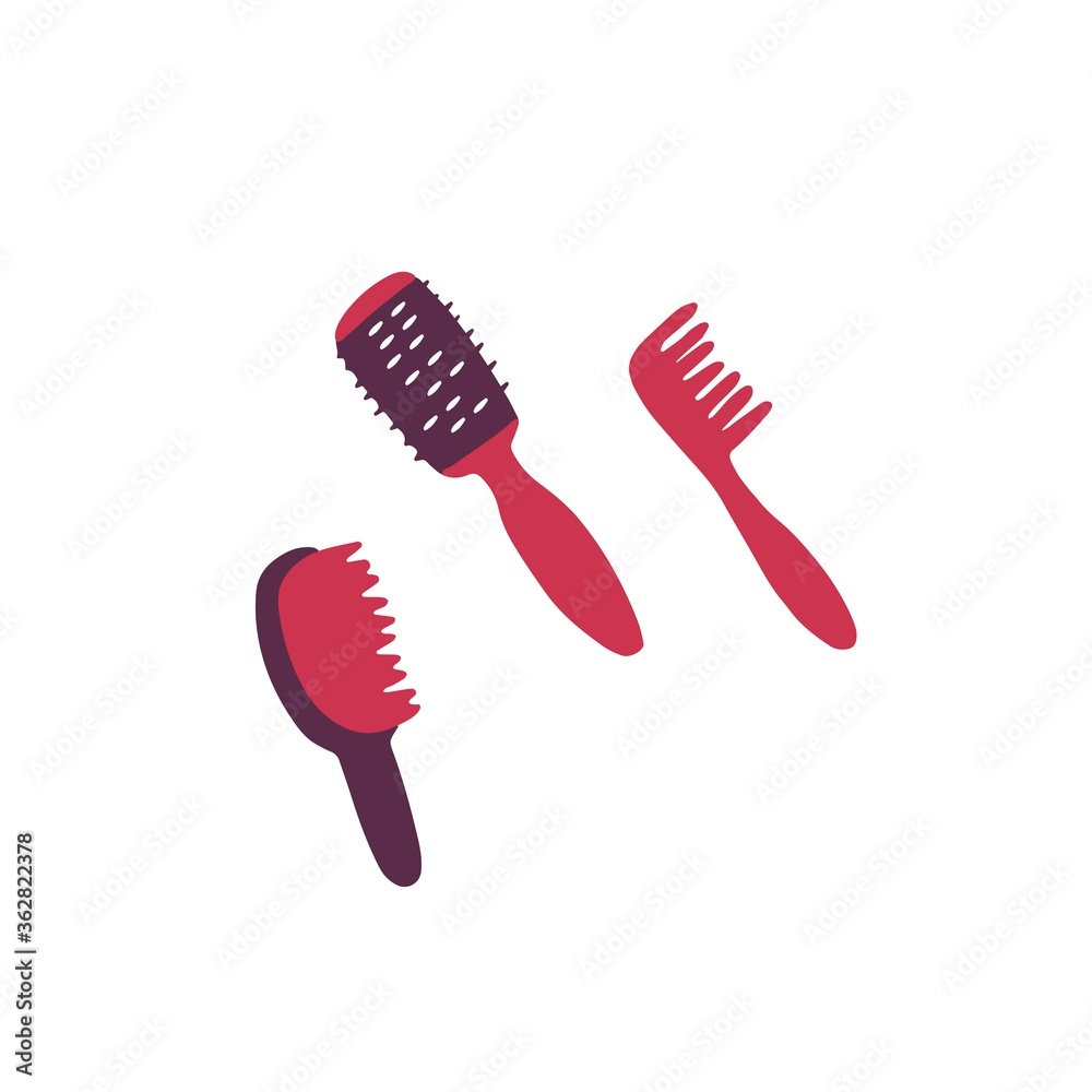 Hair brush icon set. Comb signs. Hand drawn flat vector illustration Hair brush icon set. Comb signs. Hand drawn flat vector illustration