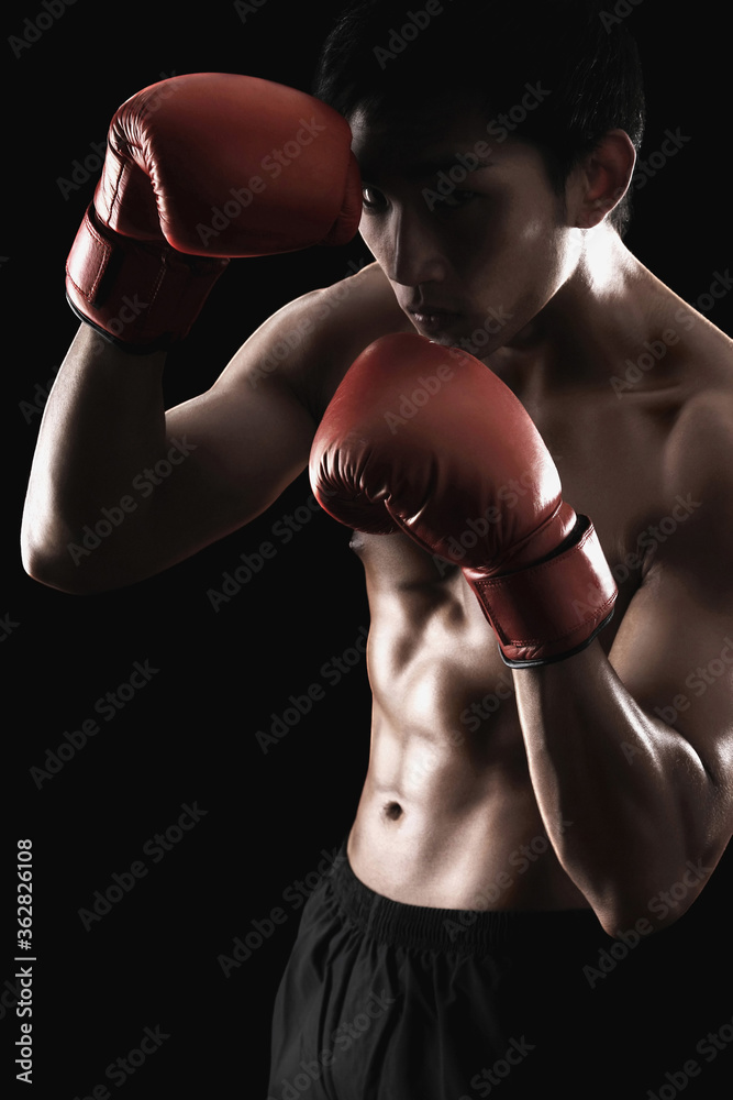 Man with red boxing gloves