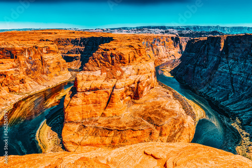 Horseshoe Bend is a horseshoe-shaped incised meander of the Colorado River. photo