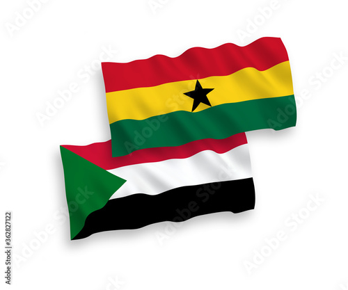 Flags of Sudan and Ghana on a white background