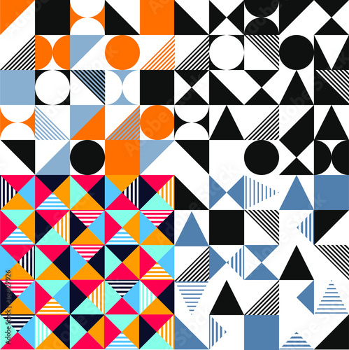 set of abstract seamless geometric vector pattern background,bright background