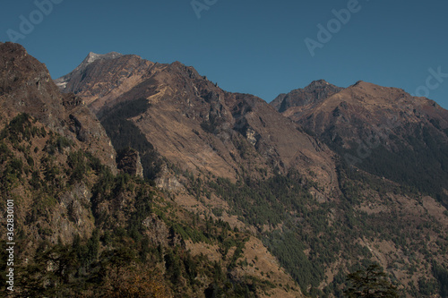 Nepalese mountain ranges along Annapurna circuit, Nepal