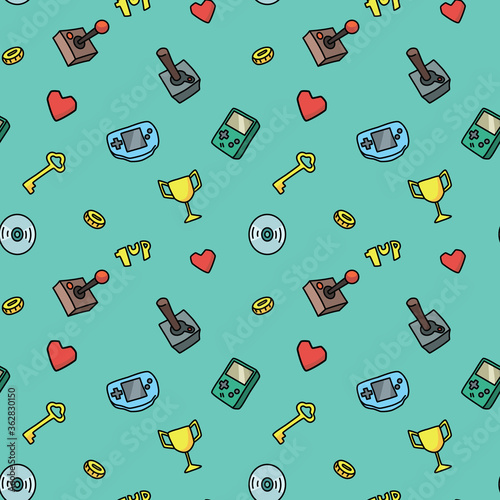 Seamless game pattern. Wrapping paper design.