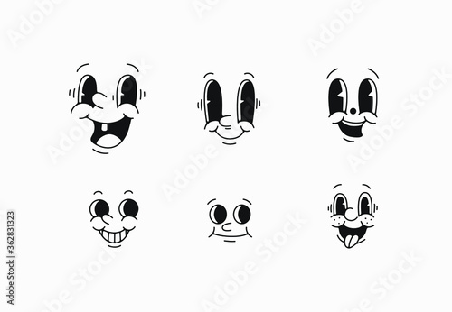 old cartoon mascot character elements. different clipart, faces, limbs. character creator for vintage retro logos and branding. isolated vector illustrations