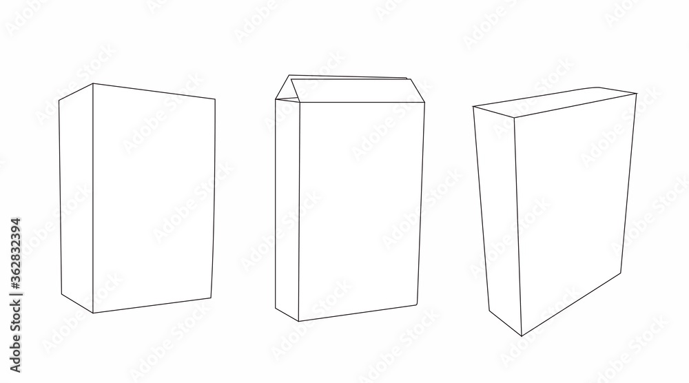 Vector Set of Isolated Black and White Carton Cereal Box Illustration Vector Set of Isolated Black and White Carton Cereal Box Illustration