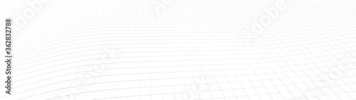 Vector perspective grid. Network of bright connected dots and lines. Abstract dynamic wave of many points. Detailed lines forming an abstract background