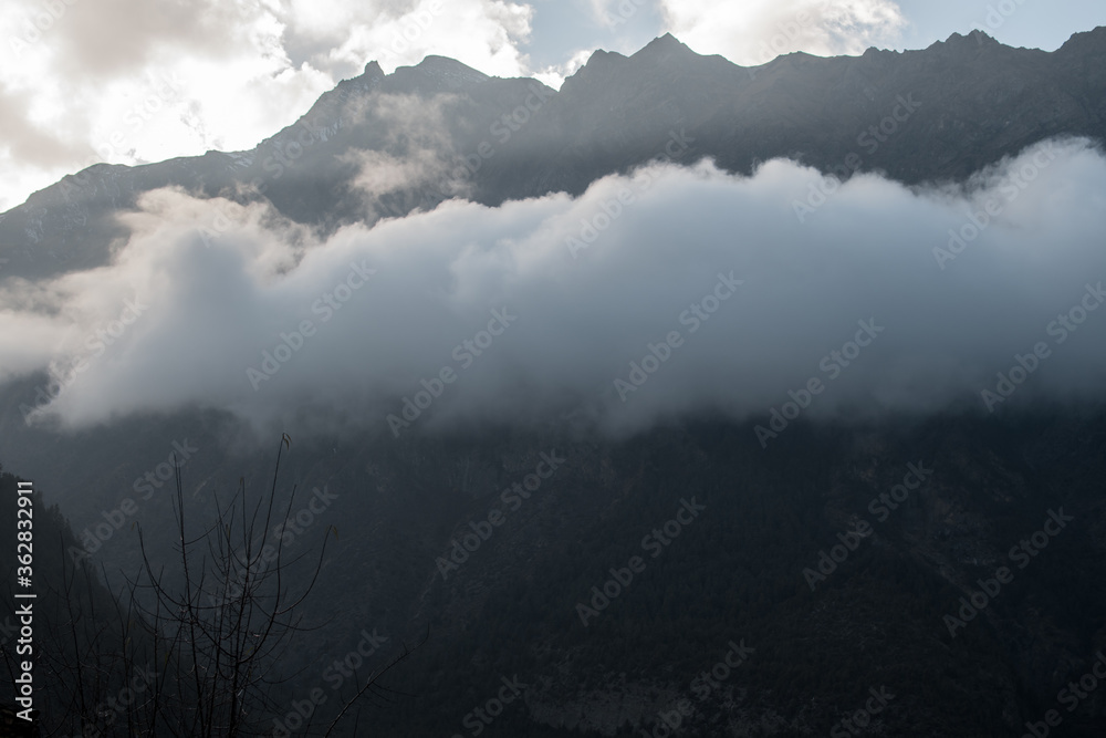 Mountains surrounding Upper Pisang, Annapurna circuit, Nepal