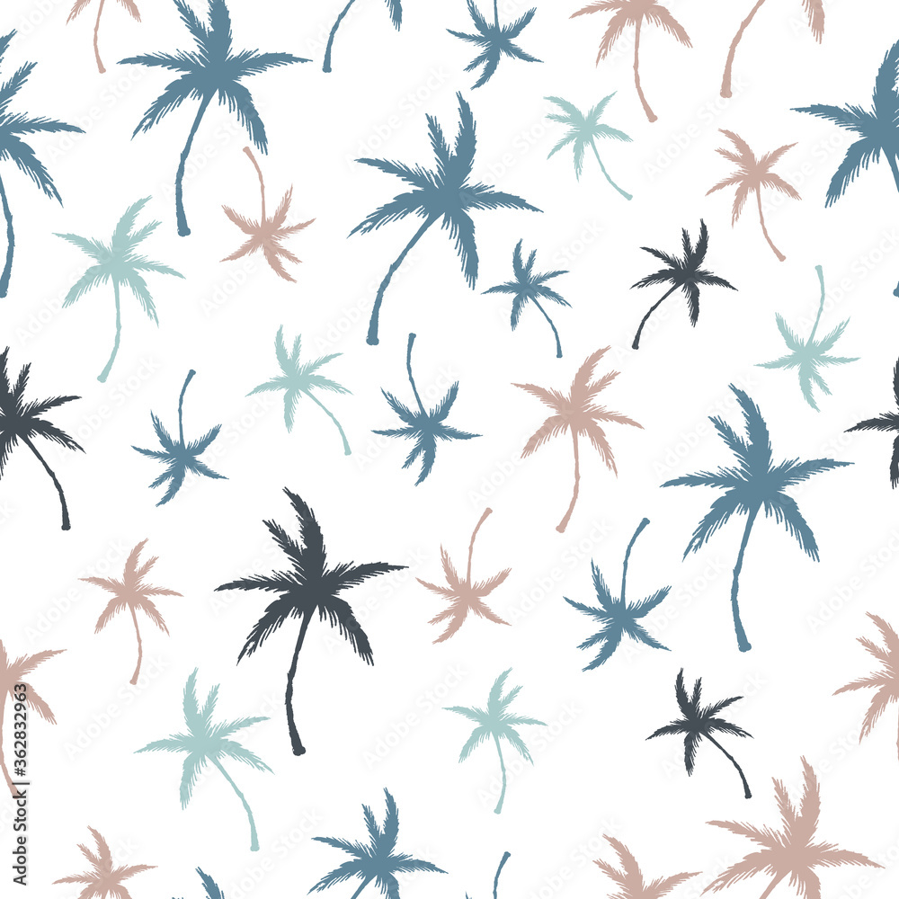 Vector summer seamless pattern with simple palm trees Vector summer seamless pattern with simple palm trees