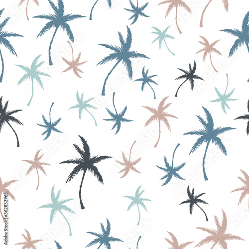 Vector summer seamless pattern with simple palm trees
