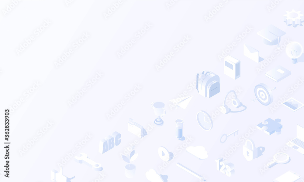 White color technology tool icon isometric for Work from home icon vector design