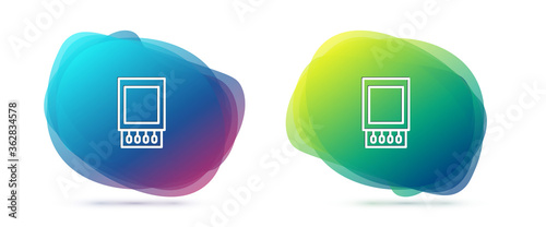 Set line Open matchbox and matches icon isolated on white background. Abstract banner with liquid shapes. Vector Illustration.