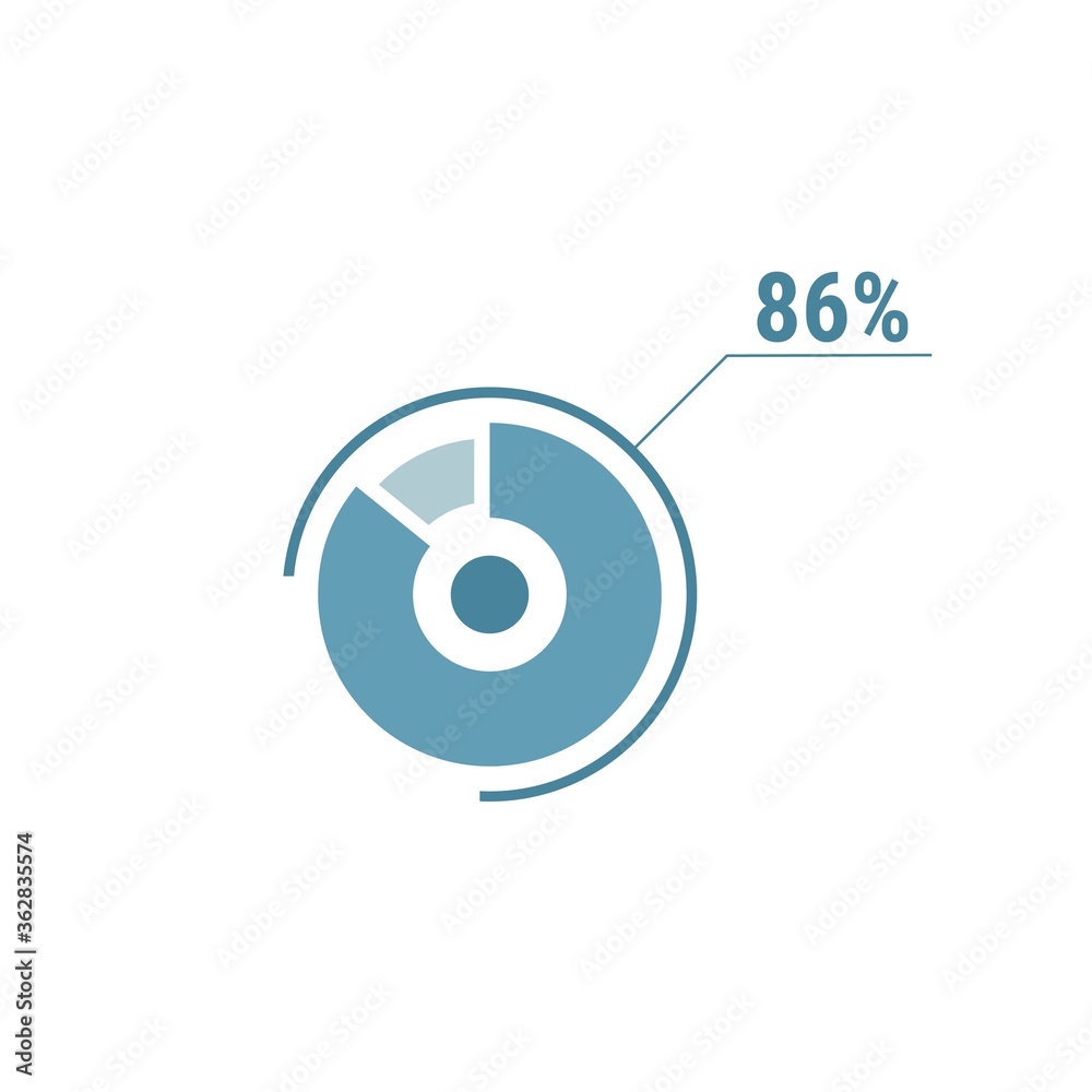 eighty-six-percent-chart-86-percent-circle-diagram-vector-design