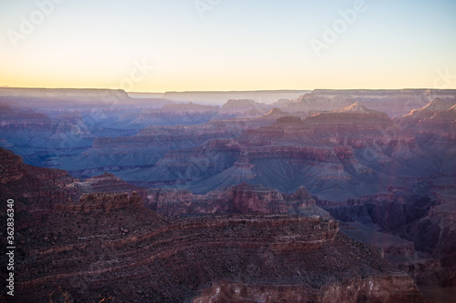 Sunset view of Grand Canyon, in Grand Canyon National Park, Arizona.