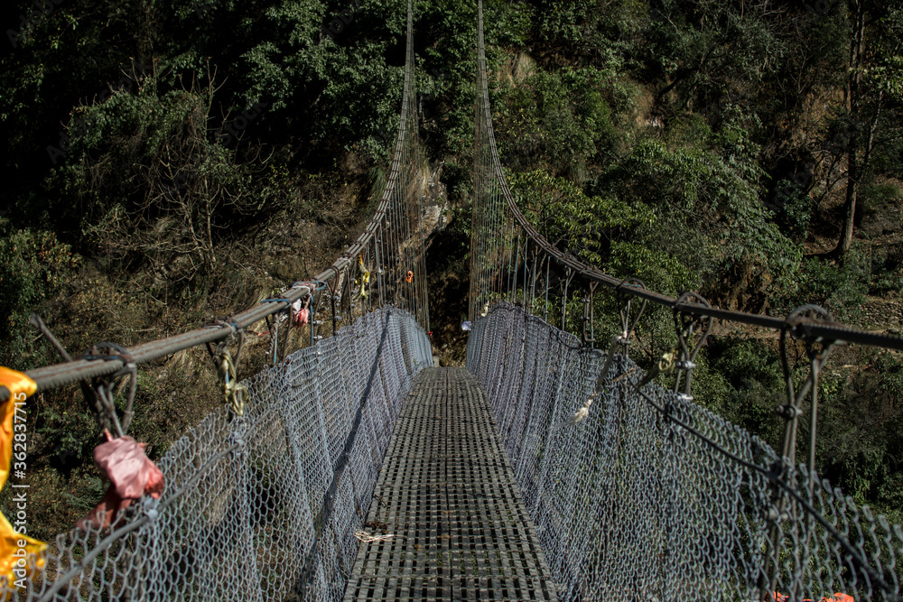 Suspension bridge, Annapurna circuit, Nepal