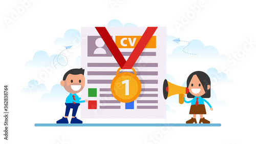 Competitive business concept with business CV resume.
