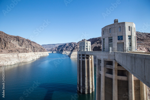 The Hoover Dam and Lake Mead Near Las Vegas.
