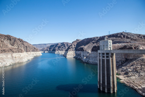 The Hoover Dam and Lake Mead Near Las Vegas.