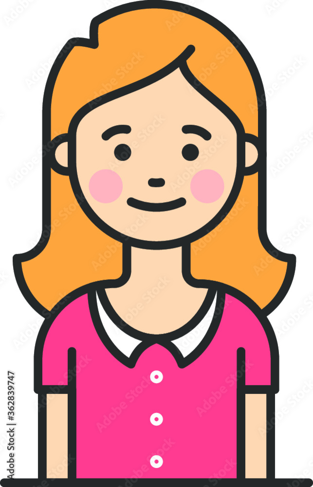Cute girl portrait, on white background for text. Beautiful Kid with short hair. Female avatar. Pixel Perfect. Vector Illustration. Cute girl portrait, on white background for text. Beautiful Kid with short hair. Female avatar. Pixel Perfect. Vector Illustration.