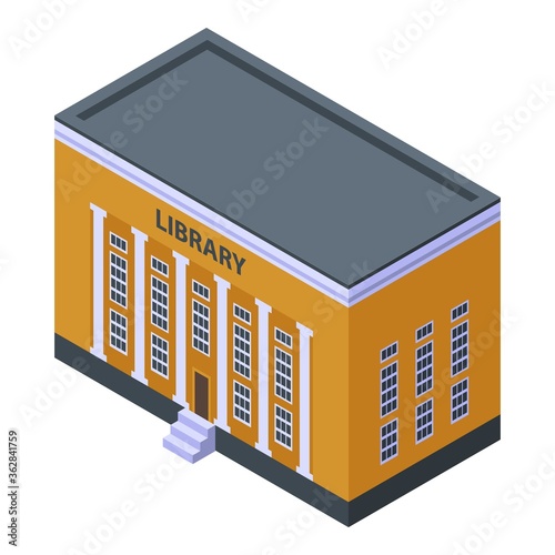 Library building icon. Isometric of library building vector icon for web design isolated on white background