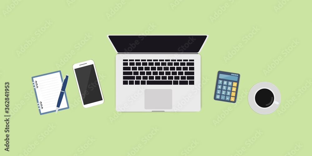 vector illustration of a modern business desk. vector illustration of a modern business desk.