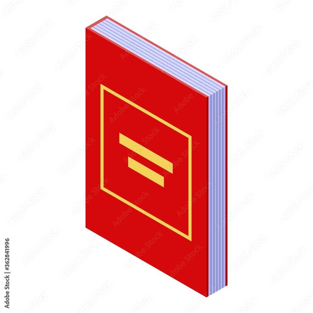Red library book icon. Isometric of red library book vector icon for web design isolated on white background Red library book icon. Isometric of red library book vector icon for web design isolated on white background