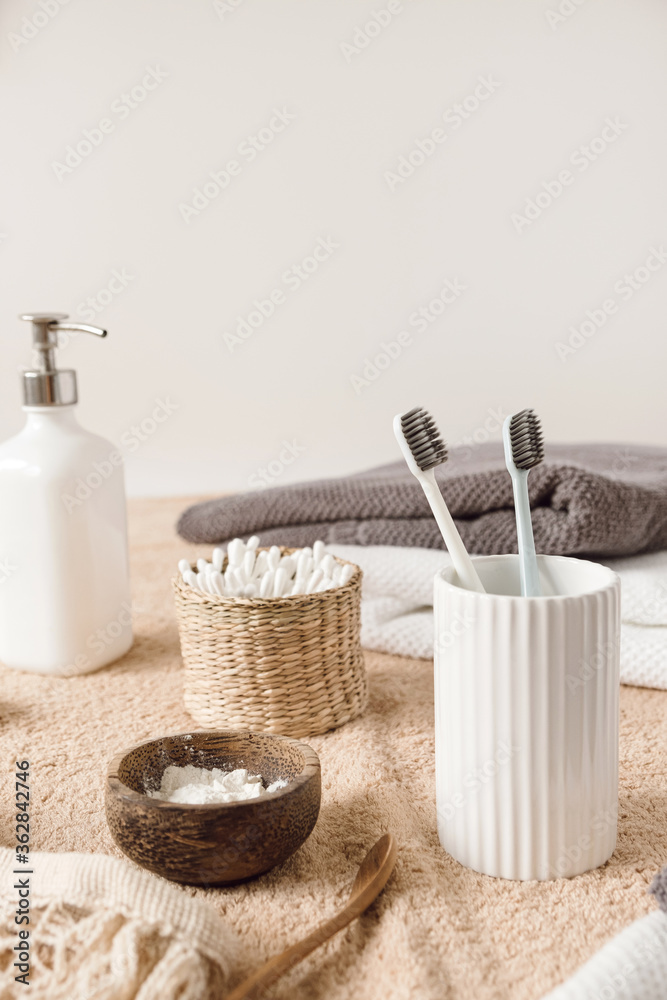 Beauty, health care morning routine products. Female spa, wellness, treatment essentials Beauty, health care morning routine products. Female spa, wellness, treatment essentials