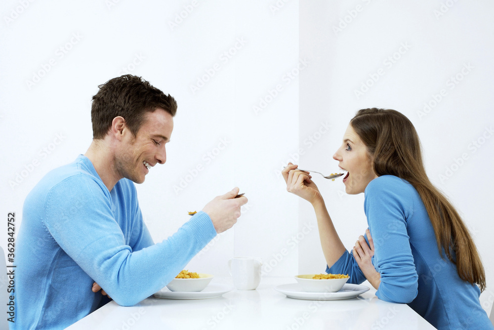 Couple having breakfast together