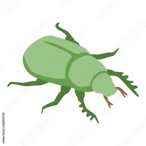 Green scarab icon. Isometric of green scarab vector icon for web design isolated on white background