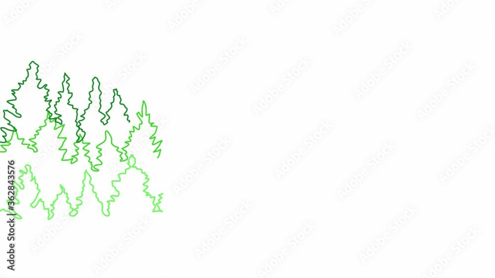 Self-drawing a simple animation of one continuous drawing of one line of Christmas trees, forests on the background Self-drawing a simple animation of one continuous drawing of one line of Christmas trees, forests on the background