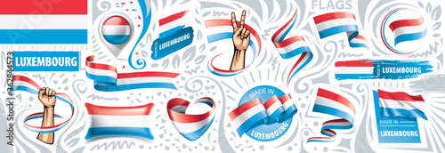 Vector set of the national flag of Luxembourg in various creative designs photo